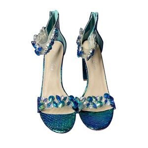 Bella Luna Elegant Blue Embellished Women's Heels